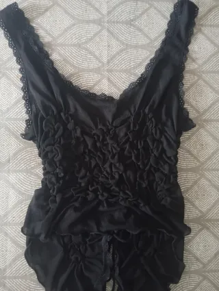 Top Zara Negro Transparente Encaje