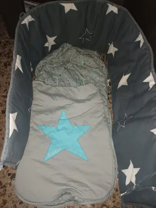 Saco y protector cuna estrellas
