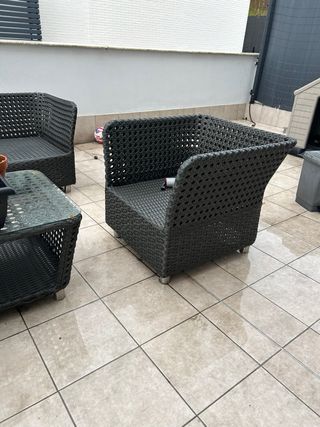 Conjunto Muebles Terraza Ratán Negro