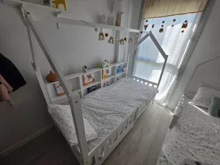 Cama Casa Infantil 90x200 con Librería