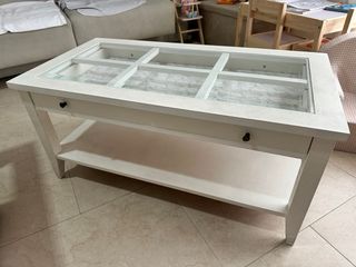 Mesa de centro cristal y madera