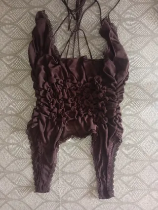 Top Zara marrón transparente