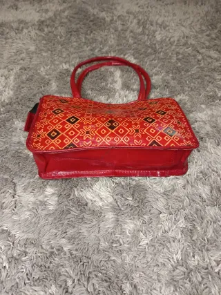 Bolso Hombro Rojo Estampado Étnico