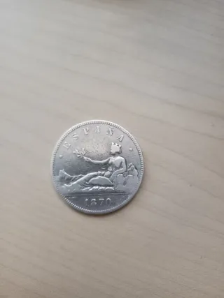 Cinco Pesetas 1870 estrellas 18-70