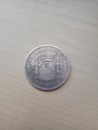 Cinco Pesetas 1870 estrellas 18-70