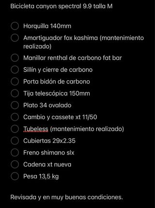 Bicicleta Canyon Spectral MTB