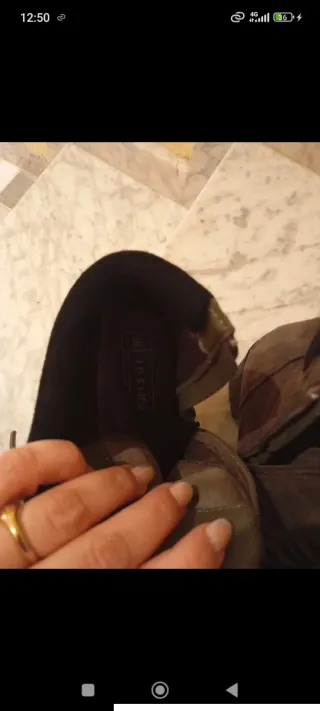 Stivaletti con tacco verde militare, taglia 38