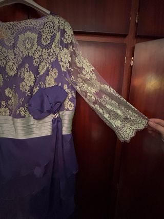 Vestido de madrina morado y turquesa