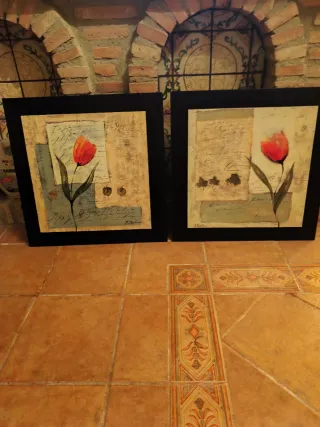 Pareja de cuadros decorativos florales