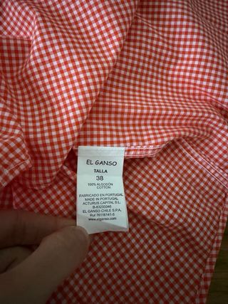 Camisa cuadros El Ganso naranja Talla 38