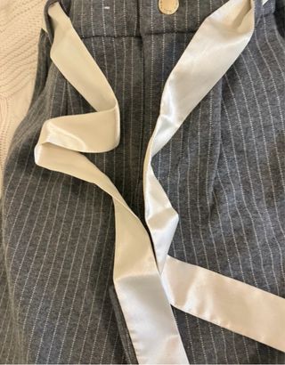 Pantaloni bambina righe grigie 5/6 anni