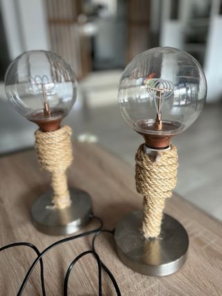 Lámpara de mesa rústica con cuerda (2u)