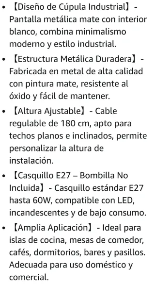 Lámpara Colgante Industrial Negra 32cm