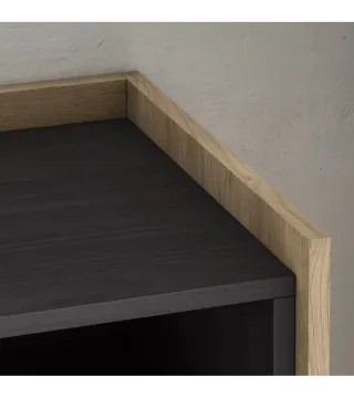 Mueble TV, 207cm Chimenea eléctrica, Negro y roble