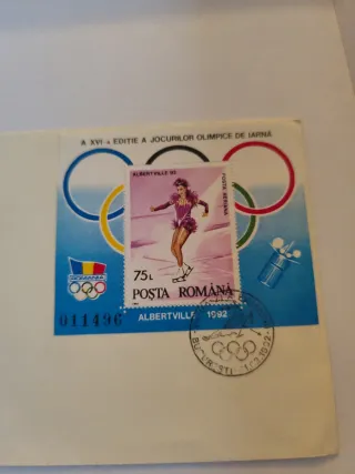 Sobre 1er Día Albertville '92 Rumania