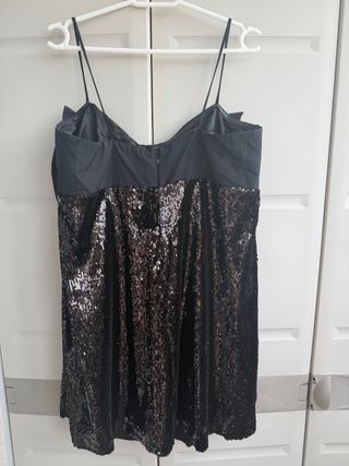 Vestido lentejuelas negro Zara Talla L
