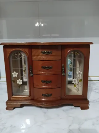 Joyero madera 4 cajones espejo terciopelo