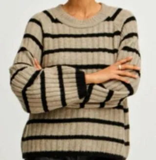 Jersey de rayas beige y negro