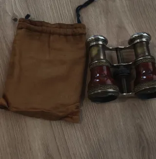 Prismáticos antiguos con funda