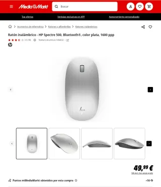 Mouse Bluetooth HP Spectre 500 Argento