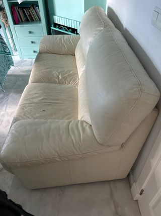 Sofá de piel blanco 200cm tres plazas