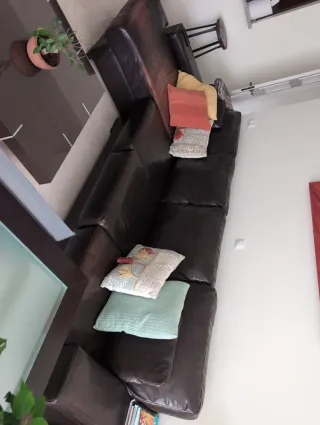 Sofá de piel marrón