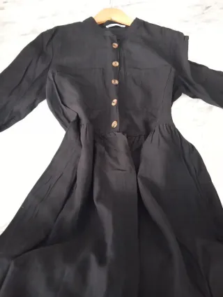 Vestido negro botones manga larga