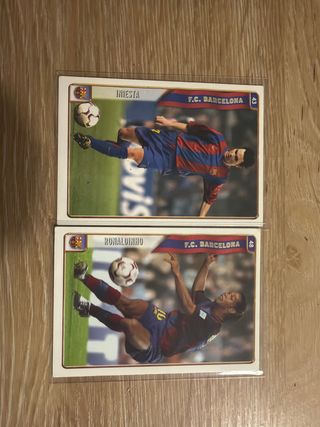 Pack cromos Iniesta y Ronaldinho F.C. Barcelona