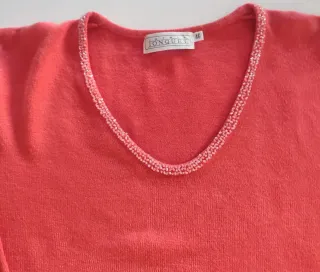 Suéter Coral con Abalorios Talla 46