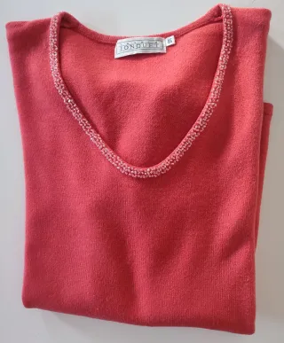 Suéter Coral con Abalorios Talla 46