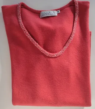 Suéter Coral con Abalorios Talla 46