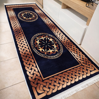 Passatoia Cucina Moderna Blu/Oro 300x80