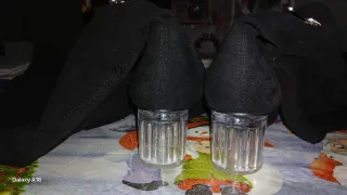 Botas altas negras con tacón transparente