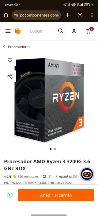 PC Ryzen 3 3200G + GTX 1050 Ti 4GB + 16GB(2x8)DDR4