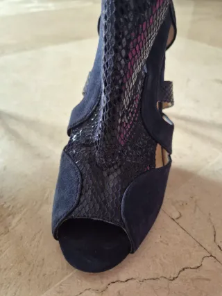 Sandalias Gloria Ortiz Tacon Azul/Negro