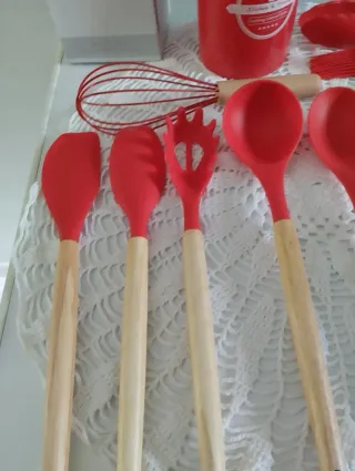 Set Mestoli Cucina Silicone Rosso