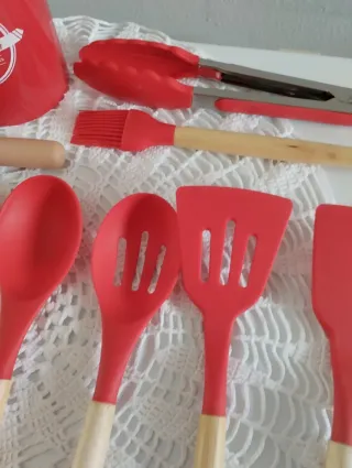 Set Mestoli Cucina Silicone Rosso