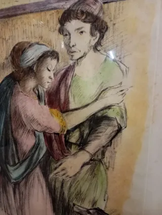 Quadro con cornice dorata e marrone