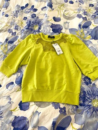 Sudadera OVS manga francesa verde talla S