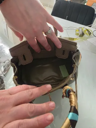 Borsa Donna Marrone con Foulard Multicolore