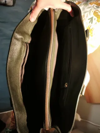 Bolso vintage piel verde botella