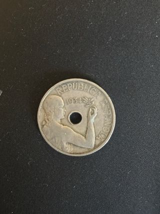 Moneda 25 céntimos República Española 1934