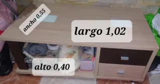 Mesa de salón baja madera y cristal