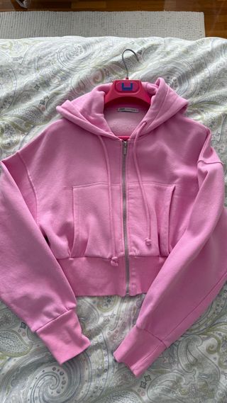 Sudadera Zara con capucha rosa talla única