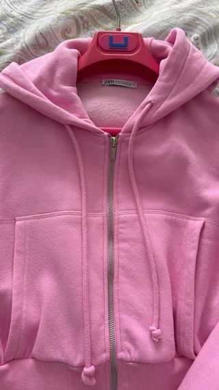 Sudadera Zara con capucha rosa talla única
