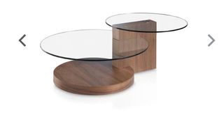 Mesa centro cristal y madera moderna