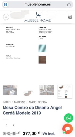 Mesa centro cristal y madera moderna