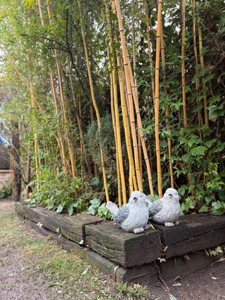 Pareja Pájaros Decorativos Jardín Piedra