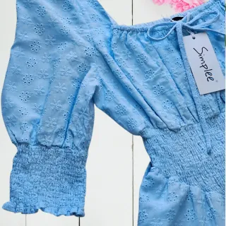 Vestido bordado azul bebé