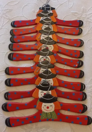 10 Perchas Madera Infantiles Payaso